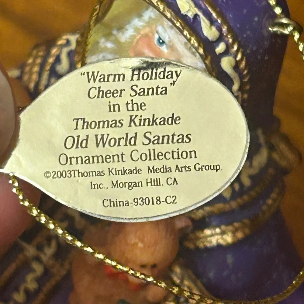 Thomas Kinkade Ashton Drake Warm Holiday Cheer Santas Ornament RARE 2003 NWT